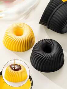 2件套耐热硅胶焦糖布丁模具，烘焙慕斯、焦糖布丁蛋糕甜点工具 - 黑色 - 查看 3
