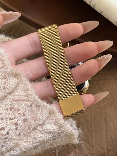 1pc Elegante Goud Bow Tie Magnetic Mesh Stainless Steel Horloge Women Compatible Apple S11/10/9/8/7/6/5/4/3/2/1/Se/Ultra, 46/49/38/40/41/42/44/45mm, Charm view 8