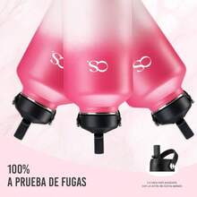 Termo de Acero Inoxidable con 2 Tapas, Termo Para Caf, Agua Fra 24 Horas o Caliente 12 Horas, Tapa Hermtica Antigoteo, Botella de Agua Metlica para Gimnasio, Sin BPA Blanco - Negro, 1200ml - Rosa + 2 Litros - Ver 5