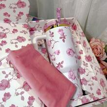 L.O.V.E.Shack White Rose 40 Oz Water Bottle- Leakproof Travel Tumbler Coffee Cup, Iced Drinks & Outdoor Adventures | Camping | Hiking Cup | Stylish 's Christmas Gift - 白玫瑰 - 查看 4