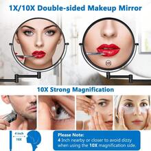 TYUI 9 Inch Large Wall Mounted Makeup Mirror 1X/10X Magnifying Mirror Double-Sided 360° Swivel Extendable Makeup Mirror For Bathroom Black - màu đen - Xem 2