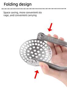 1pc Stainless Steel Potato Masher, Manual Food Masher Tool For Home Use, Sweet Potato Masher, Potato Ricer, Garlic Press, Manual Squeezer Tool, Potato Masher, Multi-Functional Kitchen Tool For Making Fine Mashed Potatoes And More - View 9