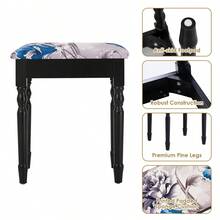 Lifezeal Black Tri Folding Mirror Vanity Makeup Table Stool 4 Drawers - màu đen - Xem 8