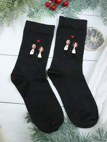 Chaussettes noires personnalisées avec photo, chaussettes personnalisées pour hommes, chaussettes pour femmes, cadeaux de mariage, chaussettes de couple personnalisées, personnalisables, cadeaux de la Saint-Valentin, anniversaire, marié, mariée, cadeaux d'anniversaire, Noël, simplicité, unique, pour hommes, femmes, petit ami, petite amie, famille, cadeaux uniques - Multicolore - Voir 4