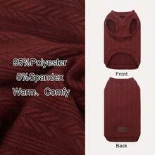 1pc Thick Soft Comfortable V-Neck Vest For Small/Medium Dogs & Cats, Suitable For Autumn/Winter Pet Clothing - Burgundy - View 4