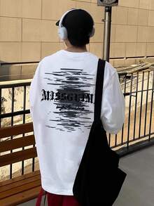 Men's New Low-Cut Long Sleeve T-Shirt With Print Pattern, Versatile And Comfortable For Fall/Winter