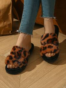 Modische Slip-On Pantoffeln für Damen, Leoparden-Muster minimalistische Lässig Stoff Pantoffeln, geeignet für Weihnachten, Strand, alle Jahreszeiten - Kamelfarben - Übersicht 6