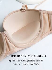 Women's Strapless Push-Up Bra, Backless Bra - Suitable For Wedding Dresses, Summer Outfits, Non-Detachable Lining, Nylon Elastic Blend - Apricot - View 6