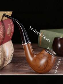 1pc Premium Resin Pipe With Polished Faux Ebony Finish, Vintage Hammered Craftsmanship, Classic Glossy Curved Pipe For Smoking