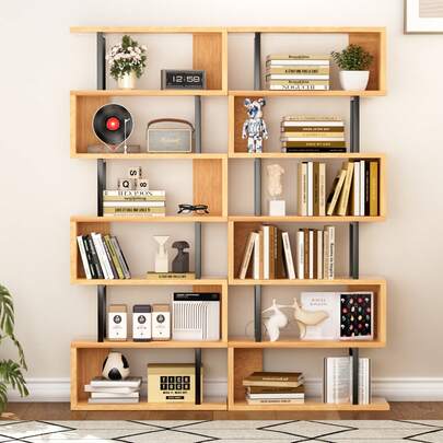 Librero Forma De S 7 Estantes Madera 70x24x188cm