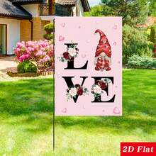Bandera de jardín del Día de San Valentín de 12*18 pulgadas de doble cara para exteriores con corazón rústico vertical, estilo granja, decoración estacional festiva para el patio - Rojo - Ver 8
