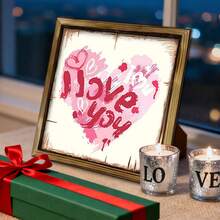 قطعة واحدة من لافتة خشبية عتيقة بشعار عيد الحب، بنمط قلب وردي، مادة مسمكة لديكور غرفة النوم/غرفة المعيشة/المكتب، هدية للأزواج/ديكور العطلات، يمكن استخدامها كديكور معلق أو زخرفة - لافتة بإطار خشبي متعدد الألوان - مشاهدة 5