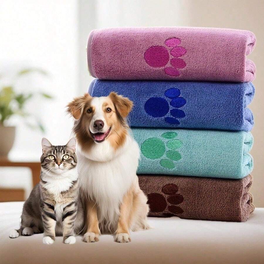1pc Premium Absorbent Pet Towel Soft And Durable Quick Drying For Dogs Cats After Bathing Swimming Or Grooming Fade Resistant And Easy To Clean - Pink - View 1