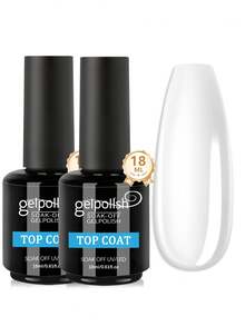 2Pcs 18ml Base Coat And No Wipe Gel Top Coat Set - Shine Finish And Long Lasting, Soak Off LED Nail Lamp Gel Base Top Coat Finish Nail Art Design Manicure Gifts For Women - Clear - View 11