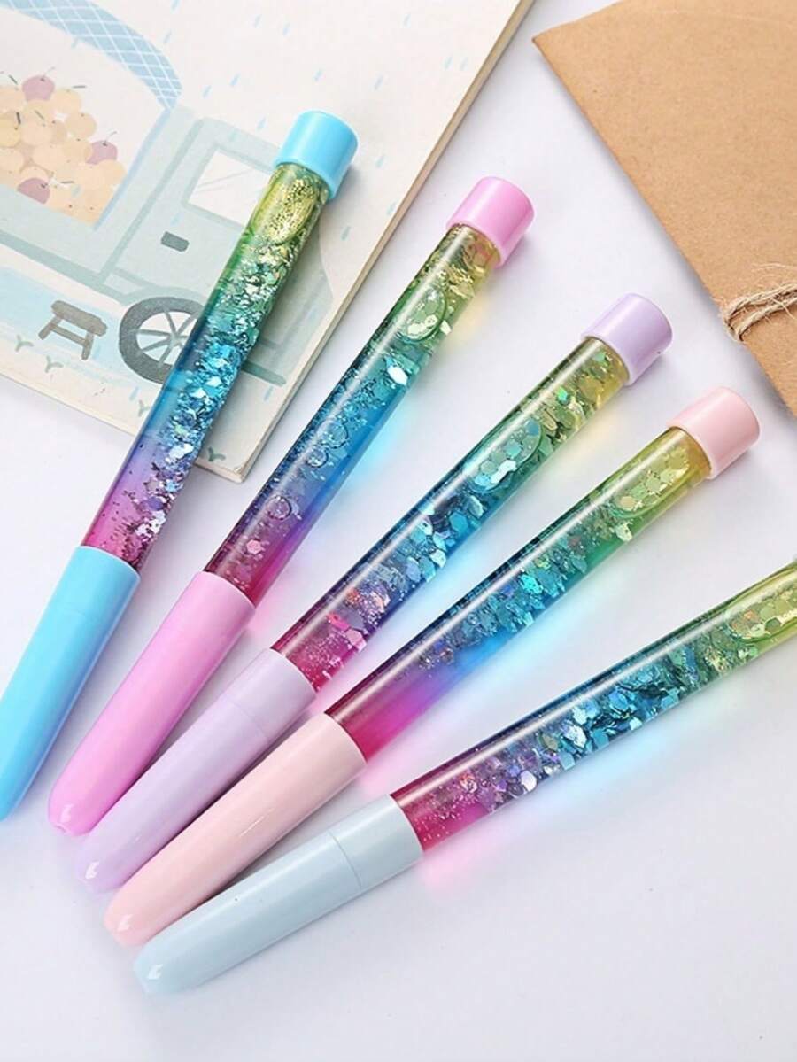 10支装流沙仙女棒中性色笔，清新可爱创意ins少女魔法彩色笔