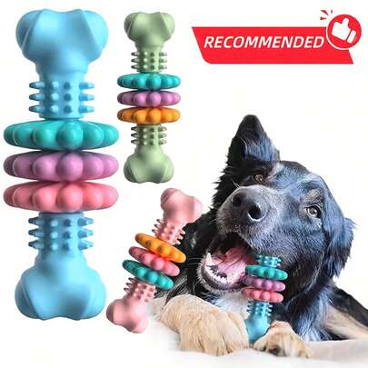 Indestructible Dog Chew Bone Toy For Aggressive Chewers - Made Of Durable Thermoplastic Rubber With Geometric Pattern, Teeth Cleaning & Training Chew Toy For Small And Medium Dogs, Boredom Relief & Destructive Chewing, Dog Chew Toy, Perfect Holiday Gift