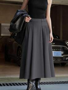 女士新款时尚百搭休闲/办公室通勤褶皱设计，简约纯色高端灰色，优雅休闲，适合通勤、办公室和日常休闲穿着
