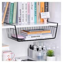 2 piezas Cestas de almacenamiento bajo el gabinete, Cestas de almacenamiento de alambre metálico colgantes para cocina, oficina, sala de almacenamiento, baño y gabinetes - Multicolor - Ver 8