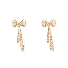Valentine's Day Bowknot Diamond Crystal Earrings For Women Fashion Design Elegant Korean  Earrings - 蝴蝶結鑽石水晶耳環 - 查看 6