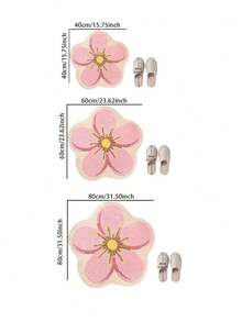 1 件花卉图案不对称形状地毯，Ins 风格装饰地毯，仿羊毛柔软毛绒材料，适用于装饰、淋浴、沙发、加厚地毯、家居装饰、客厅、衣柜、卧室、入口、厨房、浴室、书房、秋冬、加厚/毛绒