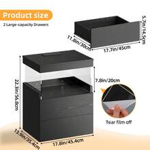 Tomnk 2pcs White LED Nightstand With Charging Station, Night Stand With LED Lights, Modern Acrylic Floating Sofa Bed Side Table With Storage Drawers And Power Outlet For Bedroom - 查看 3