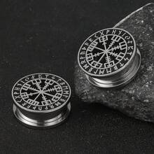 2PCS 316L Stainless Steel Ear Gauges Stretcher Viking Rune Ear Plugs Tunnels Earrings Piercing Expanders Body Jewelry For Women Men - 1431 - View 22