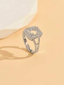 1. 时尚精致的26字母锆石戒指，夏季新款女士首字母开口戒指 - 白色 - 查看 21