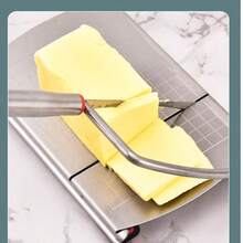 不锈钢奶酪切片器带刻度，家用烘焙工具，黄油和奶酪分割器 - 銀色 - 查看 1