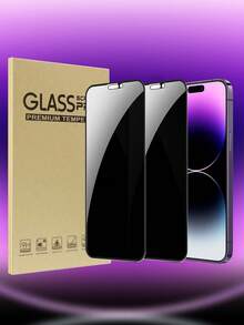 2 件防摔隐私屏幕保护膜适用于 16/16 Plus/16 Pro/16 Pro Max/15/15Pro/15Plus/15Promax 防水钢化玻璃防震防刮防指纹全覆盖 - 黑色 - 查看 7