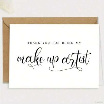 1 Pc Personalized Wedding Thank You Greeting Card For Makeup Artist Elegant Appreciation Note Perfect For MUA Wedding Hairdresser Vendor Family Friends Colleagues Classmates Ideal For All Seasons And Events Like Wedding Birthday Christmas Use As Greeting Card Gift Card Thank You Card Wedding Card Birthday Card Invitation Card With Envelope Included