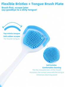 4/1pc Tongue Scraper Oral Hygiene Tool Instant Fresh Breath Deep Tongue Cleaning Reusable Oral Cleaning Brush Solve The Problem Of White Tongue Travel Tongue Scraper Daily Oral Care Kit - Multicolor - View 3