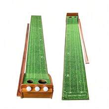 パター練習マット パターマット練習器具 ゴルフ練習器具 トレーニング 自動返球機能 滑らかな傾斜 3m 初心者 上級者 ガイドライン 真っ直ぐ打つ 室内練習 屋外練習 - グリーン - チェックする 1