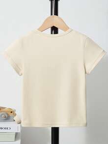 男童太阳系行星图案印花短袖T恤，夏季款 - 卡其色 - 查看 3