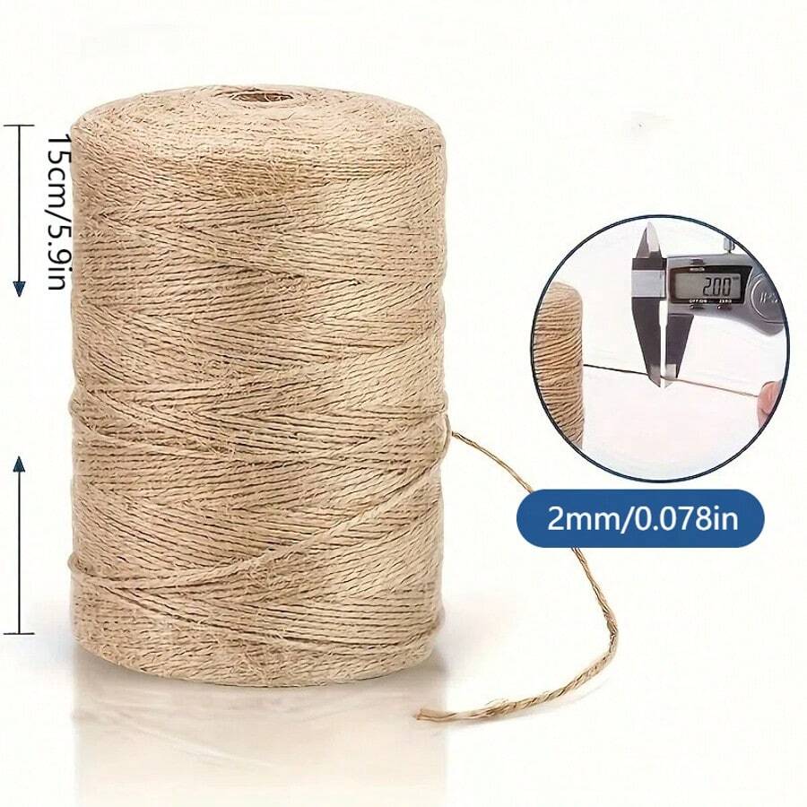 1pc Extra Strong Jute Twine, 656 Feet (200m) - No Electricity Or Battery Needed, Ideal For DIY Arts, Crafts, Gardening, Gift Wrapping & Art Projects - Khaki - View 1