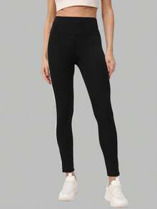 Women Tummy Control Compression Leggings, High Waist Workout Running Yoga - Black - View 3