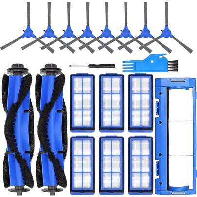 Replacement Parts For Eufy RoboVac 11S Max, 15C Max, 30C Max, G30, G30 Edge, G10 Hybrid - Accessory Kit With 2 Main Rolling Brushes, 8 Side Brushes, 6 HEPA Filters, 1 Cleaning Tool, 1 Brush Guard - 19 Pieces Vacuum Cleaner Attachments Set
