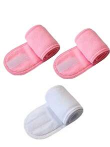 4/3/2/1 Pcs Headbands, Makeup Headbands, Stretchy Terrycloth Headbands, Suitable For Sports, Yoga, Shower, Adjustable SPA Facial Care Headbands, Shower Makeup Headbands With Soft Towel Women Hair Accessories - Pink - View 20