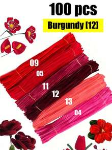 100pcs Fluffy Cleaning Sticks, Soft Fuzzy Craft Sticks Suitable For DIY Flower Bouquets, Floral Arrangements, Children's School Art Projects, Party Decorations, Graduation, Weddings, Birthday Gifts, Mother's Day, Christmas And Other Holiday DIY Crafts - Red Series - View 43