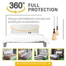 - Funda para cabecero de cama tamao, funda elstica para cabecero de cama, funda protectora de terciopelo a prueba de polvo para cabecero tapizado blanco, para cabecero 59 - 67 - Cabecero tamaño King (79"-86") + Blanco - Ver 5