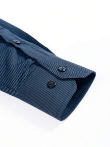 Rand paul Men's Long-Sleeved Dress Shirt With Thin Stripes, Perfect Cut And Soft Fabric - 藏蓝色 - 查看 4