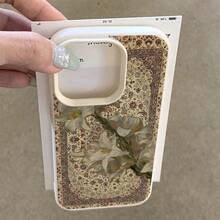 1pc TPU Material Vintage Elegant Lily Pattern Phone Case Compatible With IPhone 17 Pro Max/17/16 Pro Max/15/13/12/11, S20 FE/A15/S24/A55, Compatible With Redmi Note 11/Note 12/Note 13 Pro, Full Coverage Anti-Drop Soft Protective Cover - White - View 3