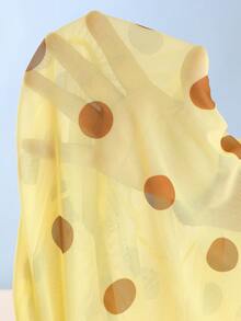 Women's Fashion Sexy Swimsuit Cover Up, Polka Dot Print With Turtleneck Long Sleeve One-Piece Swimdress, Suitable For Pool Party And Beach Vacation Summer - Yellow - View 9