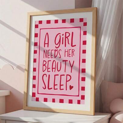1pc Girls Need Patterns For Beauty Sleep, Girls Bedroom Decoration, Bedroom Wall Decoration, Girls Wall Decoration, Gallery Wall Decoration, Dressing Room Decoration Paintings, Such As Canvas Wall Art, Funky Girl Art, Inspirational Quote Art, Home Decor And Canvas Hanging.