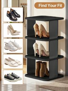 Shoe Rack For Closet, Space Saving Shoe Organizer, Sturdy Storage Shelf, Closet Organizers And Storage, Shoe Cabinet For Upright Or Upside Down, Large Space Fit All Shoe Sizes, Stackable Free Standing Shoe Rack For Entryway, Garage, Corridor, Apartment Essentials, Home Organization - 黑色 - 查看 2