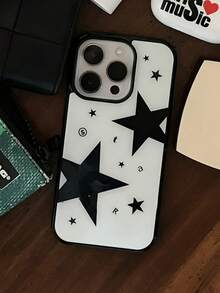 Y2K Cute Star Soft Gel Phone Case, Compatible With IPhone 17 Pro Max, 17 Pro, 17 Air, 17, 15, 16 Pro Max, 14 Pro, 13, 12, 11, Glossy Soft Shell, Gift Packaging - Black Star - View 3