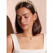 - Emma Pearl Statement Headband Large Pearl Fashion Headband For Women Bridal Hair Accessory Wedding Party Formal And Dressy Occasions - White - View 5