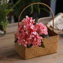 1/80 Bouquet Artificial Hydrangea Flowers, Suitable For Valentine's Day Gift, Birthday Party Decor, Wedding Flower Basket, Bridal Bouquet, Home Decor, Restaurant, Bedroom, Windowsill, Vase Decor, New Year Decor, Outdoor Garden - Hot Pink - View 3