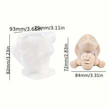 兔子花朵蜡烛模具，3D卡通DIY爱心熊翻糖蛋糕石膏装饰硅胶模具 - 白色 - 查看 4