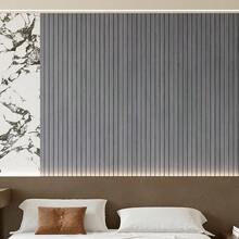 Yutianli PVC Slat Wall Panel Peel And Stick 236"X 15.7" Faux Wood Slat Panel Artificial Oak Wood Grain Self-Adhesive Soundproof 3D Wall Panel For Walls And Ceilings - 236吋 x 15.7吋 + 灰色 - 查看 3