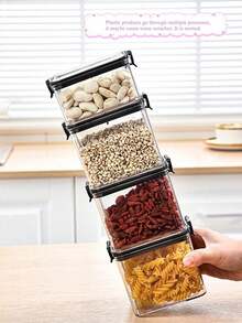1pc Airtight Food Storage Containers Are Set To Spread, Large Capacity Of Pasta Candy Jars With Lids, For Plastic Dry Food Organized In Kitchen Food Pantry For Cereals, Rice, Rice, Pasta, Tea, Tea, Nuts And Coffee - Multicolor - View 2